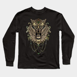 Elegant owl with skull Long Sleeve T-Shirt